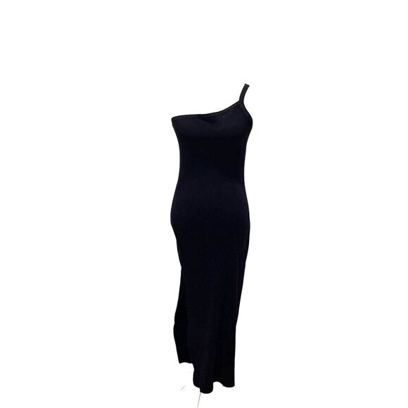 House Of Harlow 1960 Black One-Shoulder Knit Midi Dress Women's Size M - Picture 1 of 8